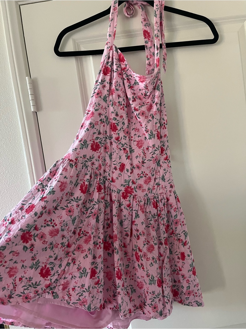Pink Floral Halter Romper